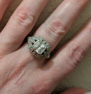 Elegant CZ Sterling Silver Victorian Inspired Women's Ring Sz 7